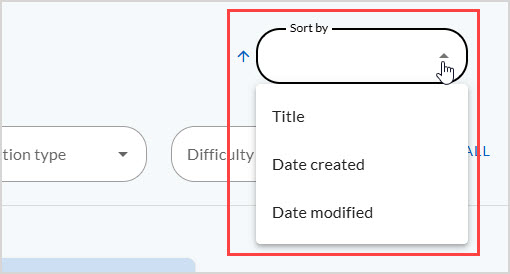 Sort by dropdown menu on the top right of the Content Manager page.